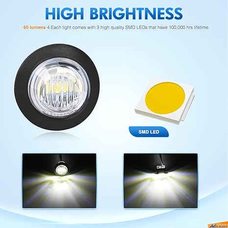 Luces LED redondas blancas de 3/4 de pulgada para señalización (10 piezas)