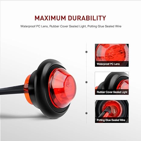 Luces LED redondas roja de 3/4 de pulgada para señalización (10 piezas)
