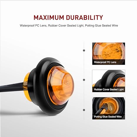 Luces LED redondas ámbar de 3/4 de pulgada para señalización (10 piezas)