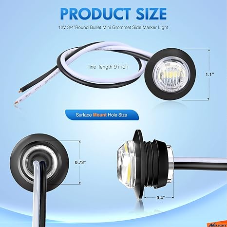 Luces LED redondas blancas de 3/4 de pulgada para señalización (10 piezas)