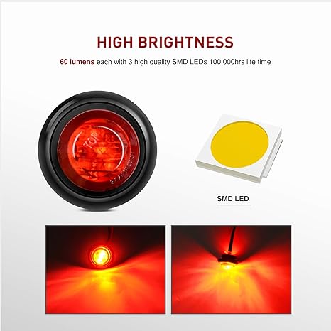 Luces LED redondas roja de 3/4 de pulgada para señalización (10 piezas)