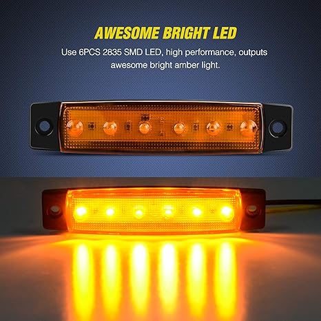 Luces de señalización lateral ámbar de 3.8 pulgadas con 6 LEDs (10 piezas)