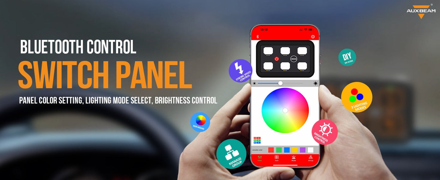 Panel de Interruptores RGB AR-600 con APP, Compatible con Modos Toggle, Momentary y Pulsed