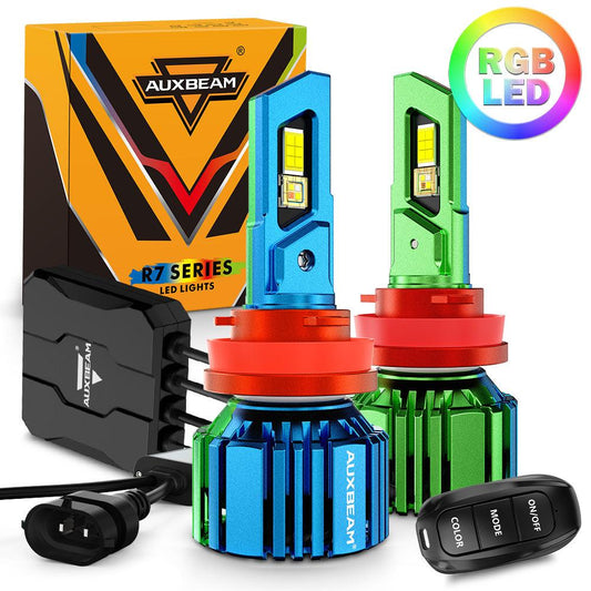 H11/H9/H8 Bombillos LED RGB para Faros / DRL / Luces Antiniebla R7 Serie 70W 25000LM 6500K Blanco Frío + Control Remoto RGB