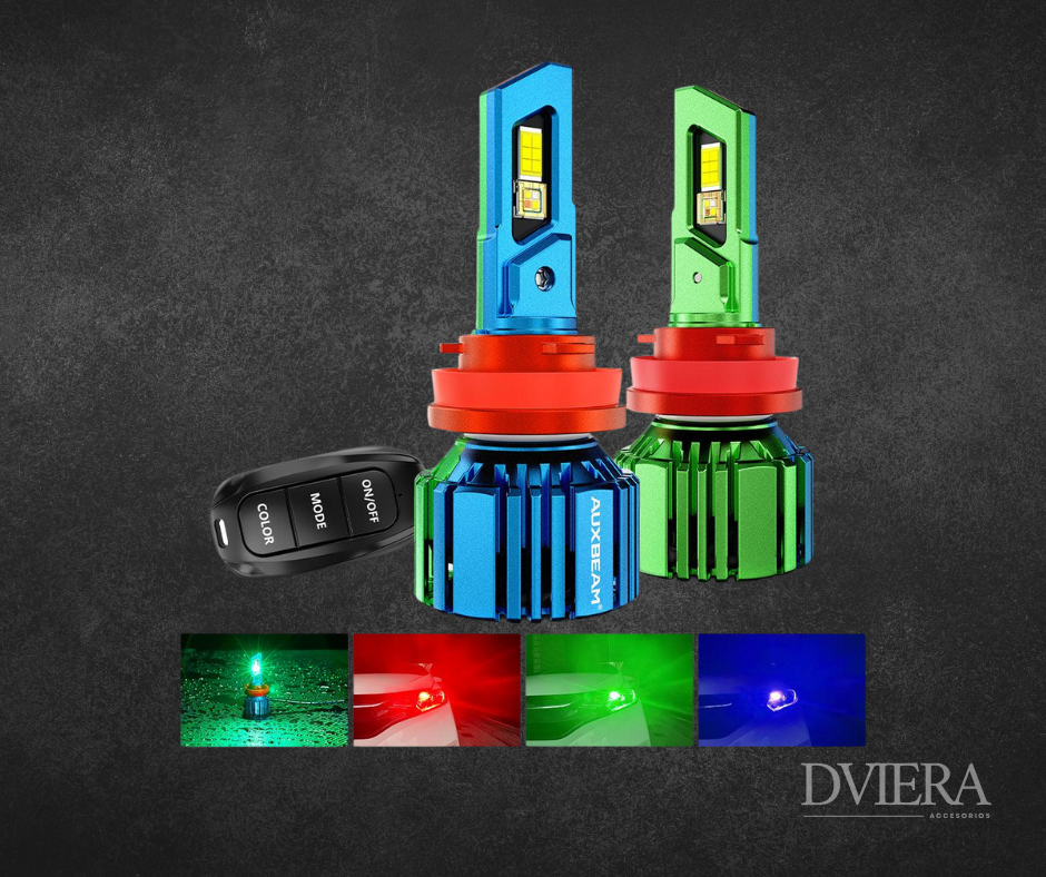 H11/H9/H8 Bombillos LED RGB para Faros / DRL / Luces Antiniebla R7 Serie 70W 25000LM 6500K Blanco Frío + Control Remoto RGB