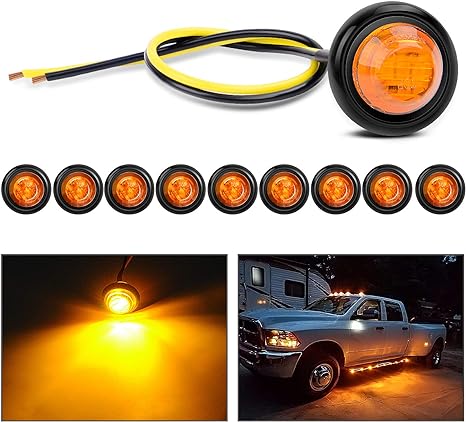 Luces LED redondas ámbar de 3/4 de pulgada para señalización (10 piezas)