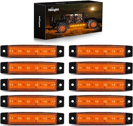 Luces de señalización lateral ámbar de 3.8 pulgadas con 6 LEDs (10 piezas)
