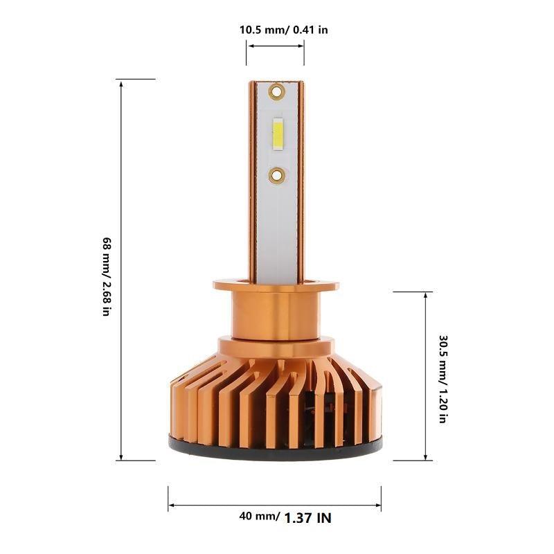 Bombillos LED H1 para faros. 52W 10000LM Serie F2 Tamaño Mini 6500K Blanco Frío.