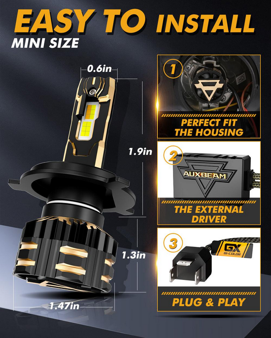 H4/9003 Bombillas LED para faros 110W 25000LM GX Serie Bi-Color de alta potencia y brillo con cambio de color dual