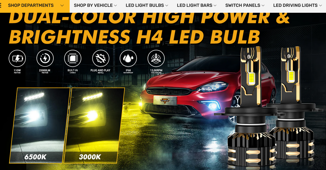 H4/9003 Bombillas LED para faros 110W 25000LM GX Serie Bi-Color de alta potencia y brillo con cambio de color dual